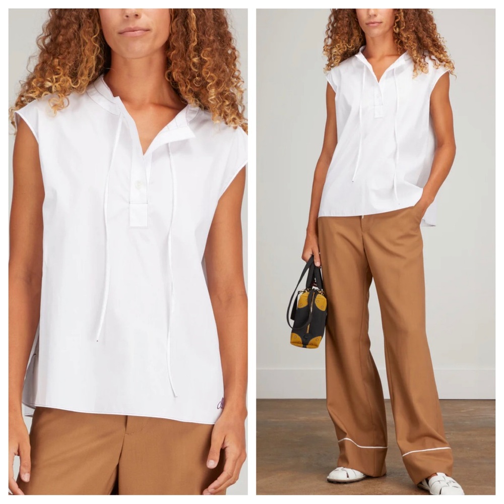 Marni Cocoon Sleeveless Tie Top in Lily White